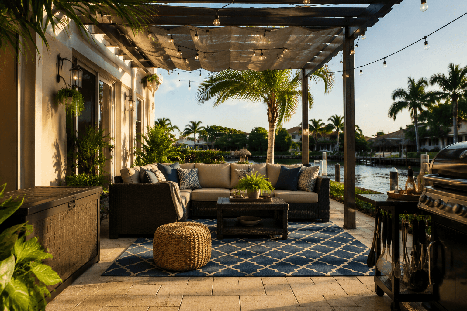 Finished backyard patio with Greatout outdoor goods